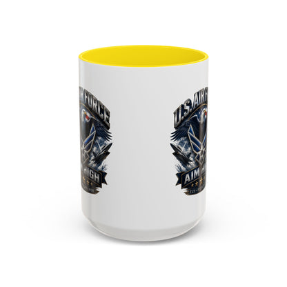 U.S. Air Force Accent Coffee Mug — Aim High Eagle Design (11/15 oz)