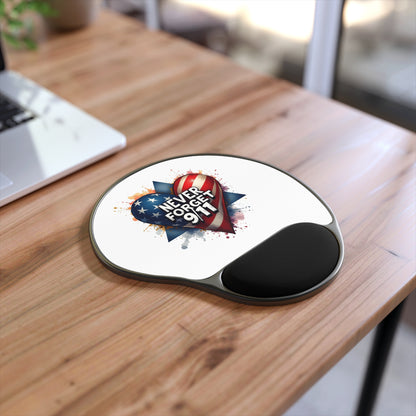Never Forget 9/11 Patriotic Heart Mouse Pad with Wrist Rest