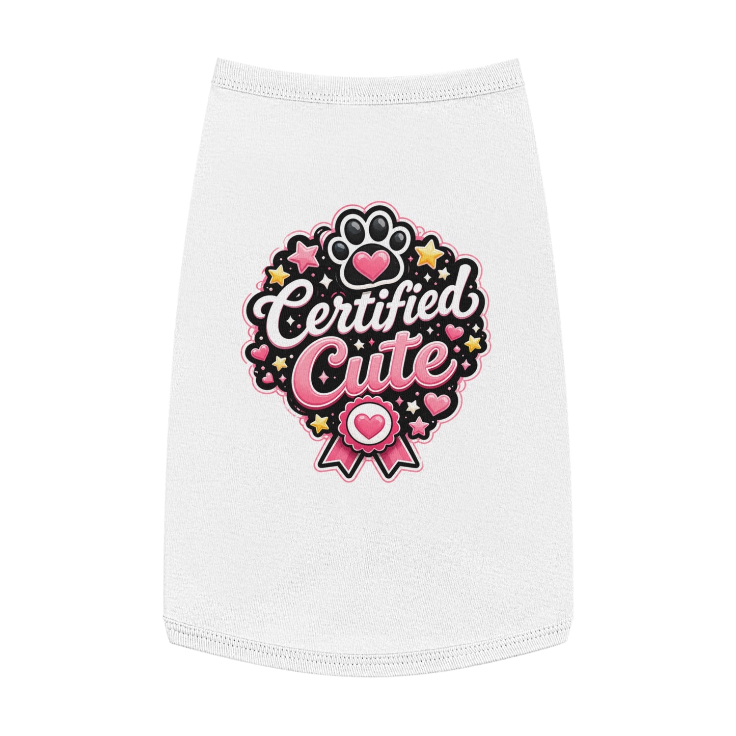 Certified Cute Pet Tank Top — Pink Paw Ribbon Dog Shirt
