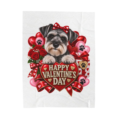 Valentine’s Day Schnauzer Plush Blanket — Happy Valentine’s Day Pet Throw