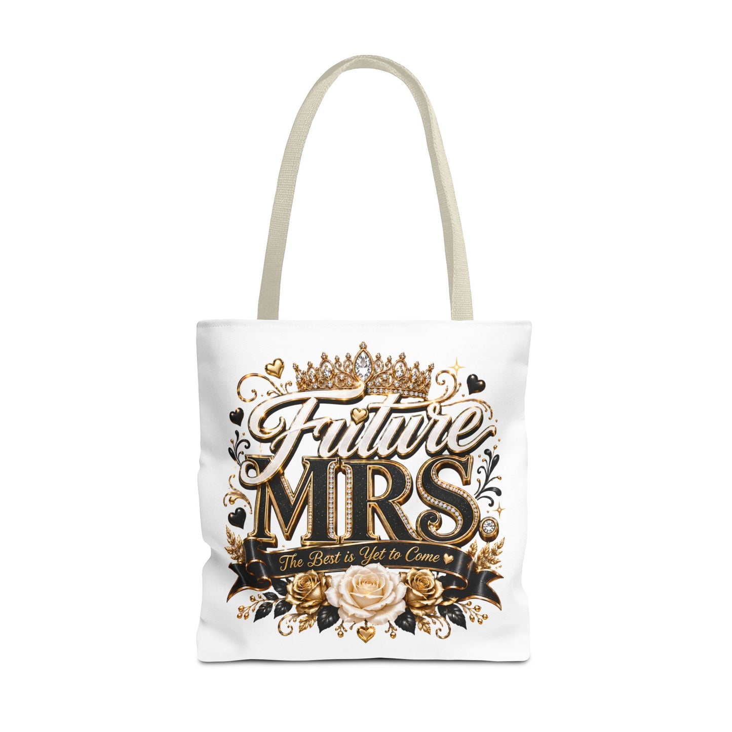 Future Mrs. Tote Bag — Bridal Bachelorette Gift Bag with Gold Crown Design