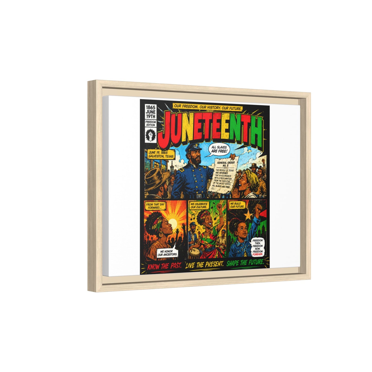 Juneteenth Comic Art Canvas - Framed Matte Wall Decor