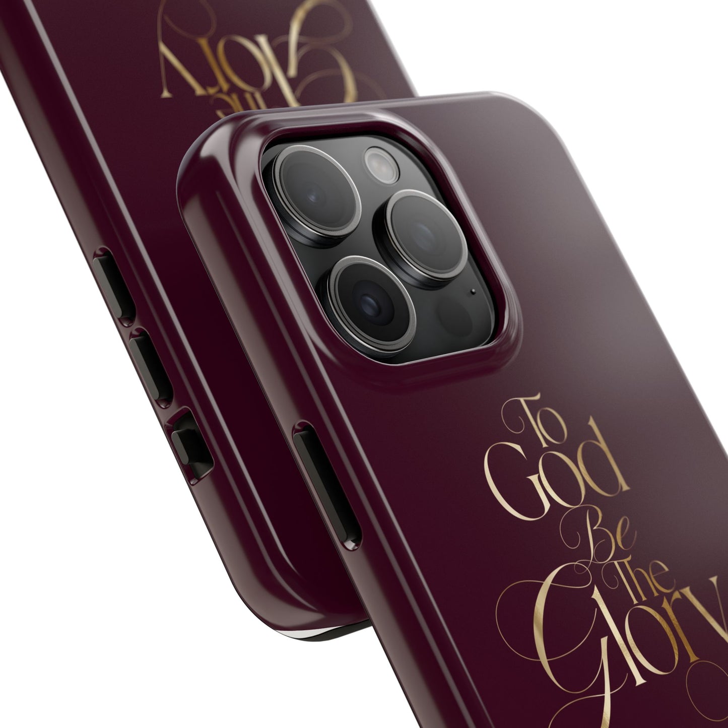 To God Be The Glory Tough Phone Case — Burgundy Gold Christian Scripture Cover