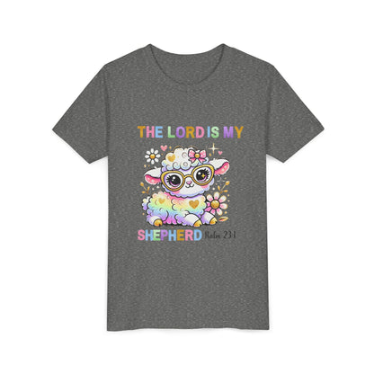Youth Tee — 'The Lord Is My Shepherd' Rainbow Lamb Christian Kids T‑Shirt