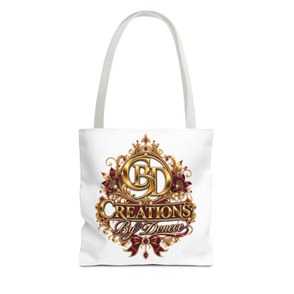 Tote Bag — Creations By Denee Ornate Gold Logo Tote (Designer Logo, Elegant Floral Crest)