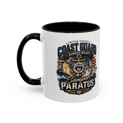 Coast Guard Semper Paratus Accent Coffee Mug – Patriotic Military Gift (11/15oz)