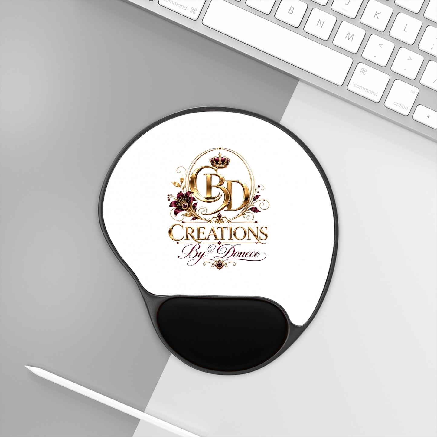 Creations By Donece Logo Mouse Pad with Wrist Rest — Ergonomic Branded Mousepad