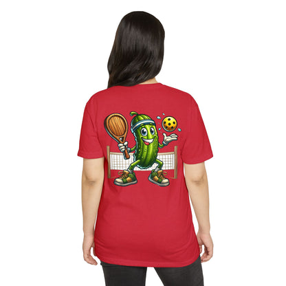 Pickleball Pickle T-Shirt — Cute Cartoon Pickle Playing Pickleball Tee