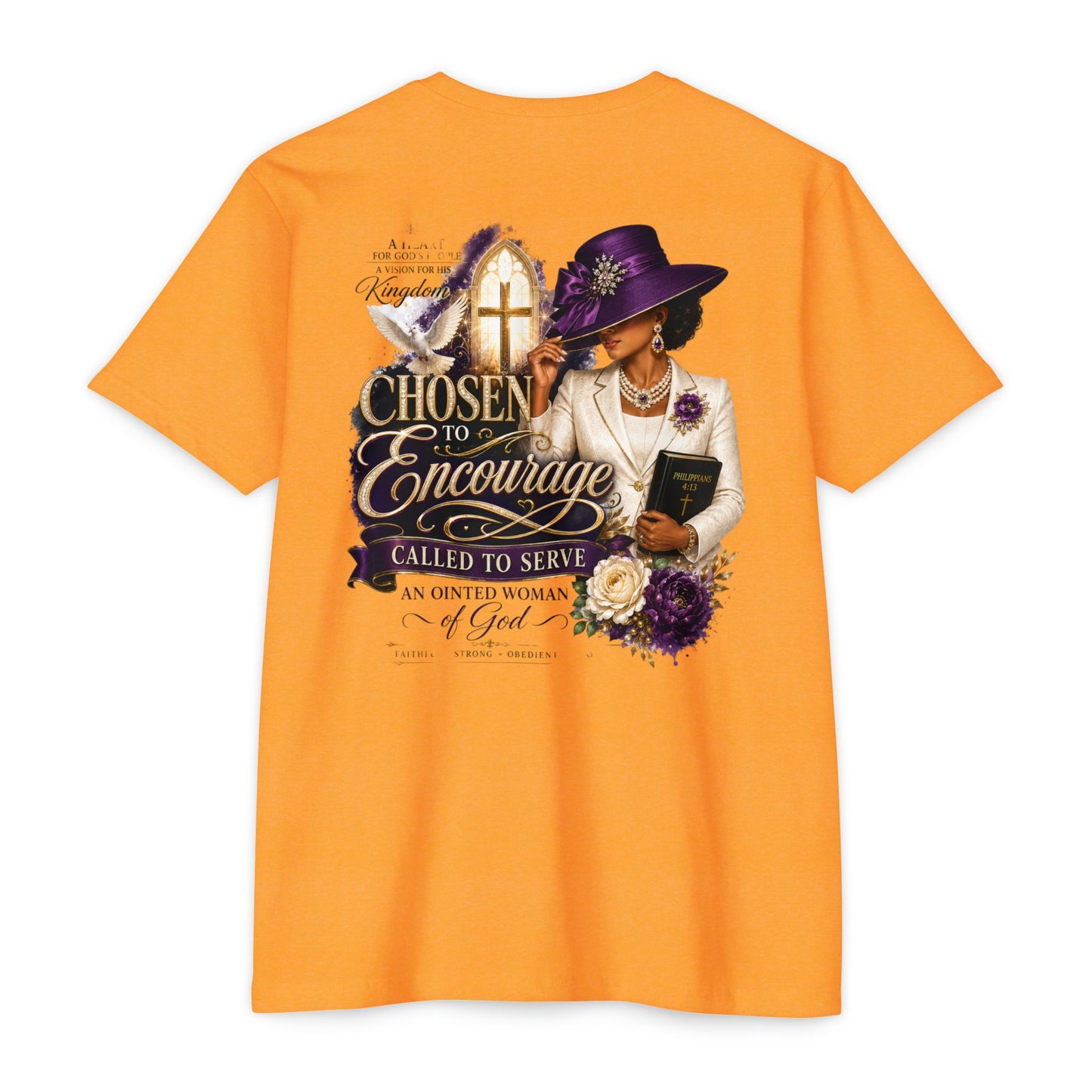 Chosen to Encourage Christian T-Shirt — 'Called to Serve' Purple Church Hat Design