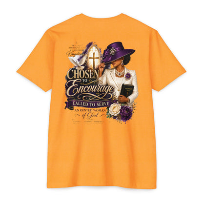 Chosen to Encourage Christian T-Shirt — 'Called to Serve' Purple Church Hat Design