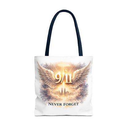9/11 Memorial Tote Bag – 'Never Forget' Angel Wings Tribute