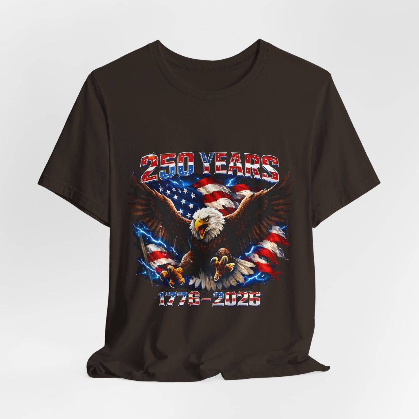 250 Years Bald Eagle American Flag T-Shirt — 1776–2026 Patriotic Tee