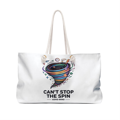 Weekender Bag — "Can't Stop the Spin" ADHD Mind Colorful Tornado Travel Tote