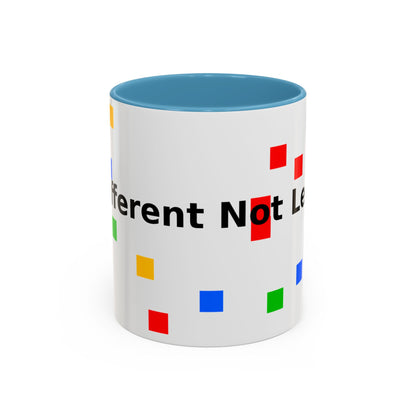 Accent Coffee Mug — 'Different Not Less' Pride-Inclusive Color Block Design (11/15oz)