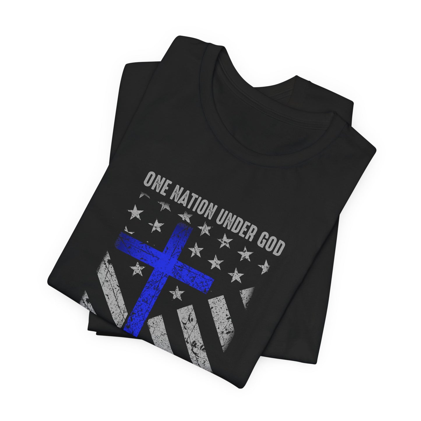 Blessed Are the Peacemakers T‑Shirt — Thin Blue Line Cross, "One Nation Under God" Patriotic Police Tee