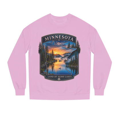 Minnesota Lakes Crewneck Sweatshirt — 'Land of 10,000 Lakes' Sunset Scenic Sweatshirt