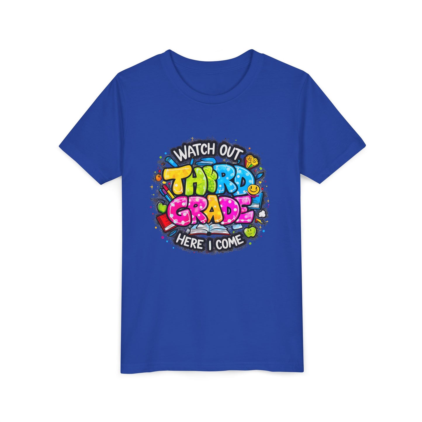 Third Grade Kids T‑Shirt — "Watch Out Third Grade Here I Come" Back-to-School Tee
