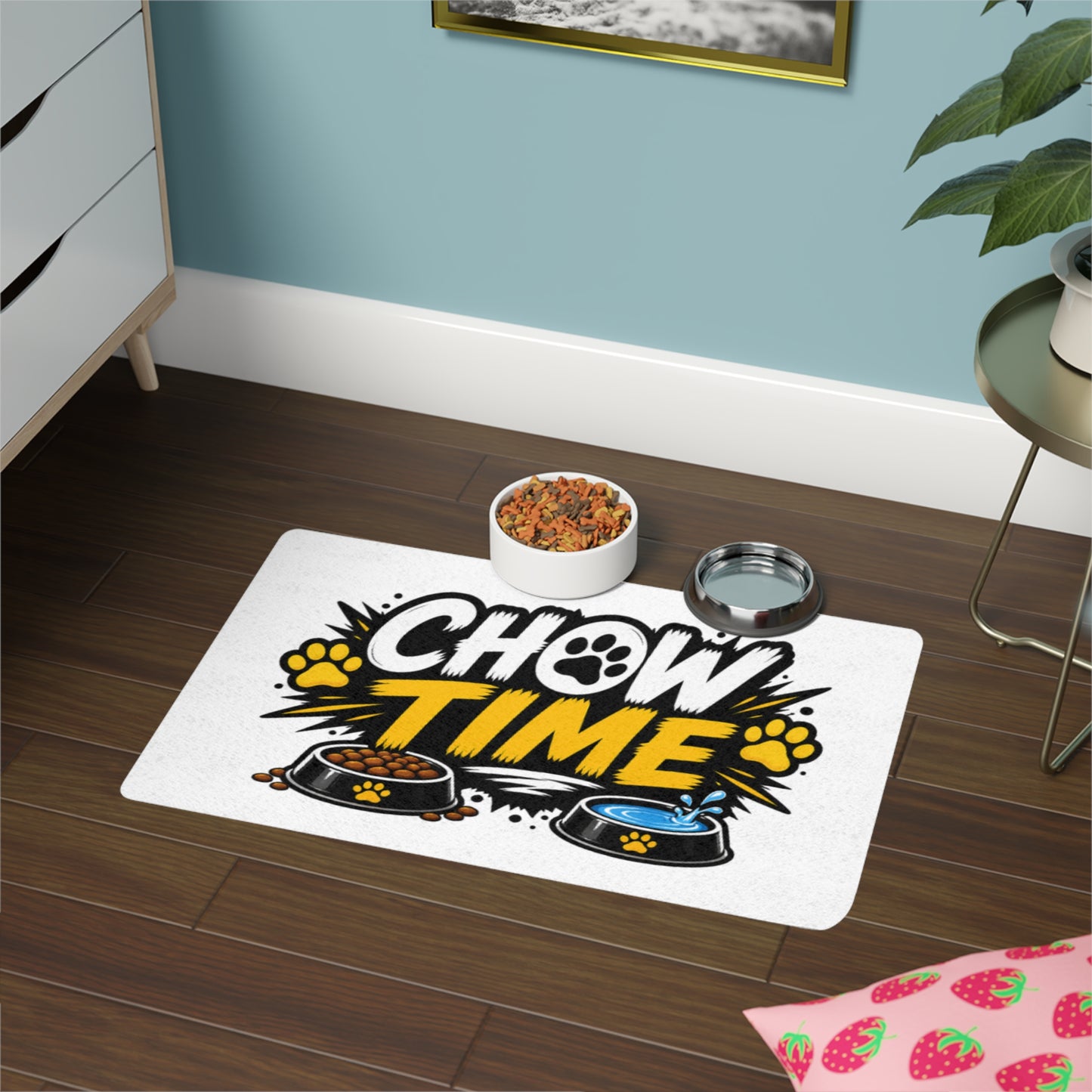 Chow Time Pet Food Mat (12x18) — Non-Slip Dog & Cat Feeding Placemat