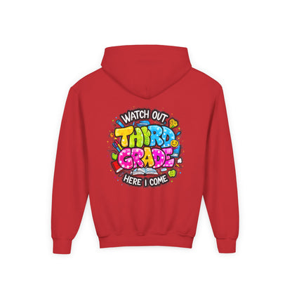 Third Grade Hoodie — "Watch Out Third Grade Here I Come" Kids Back-to-School Sweatshirt