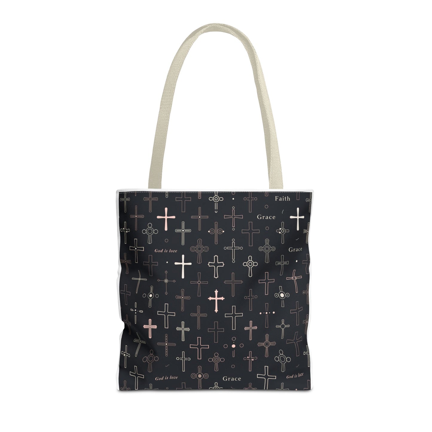Cross Pattern Tote Bag — Faith & Grace Religious All-Over Print Tote