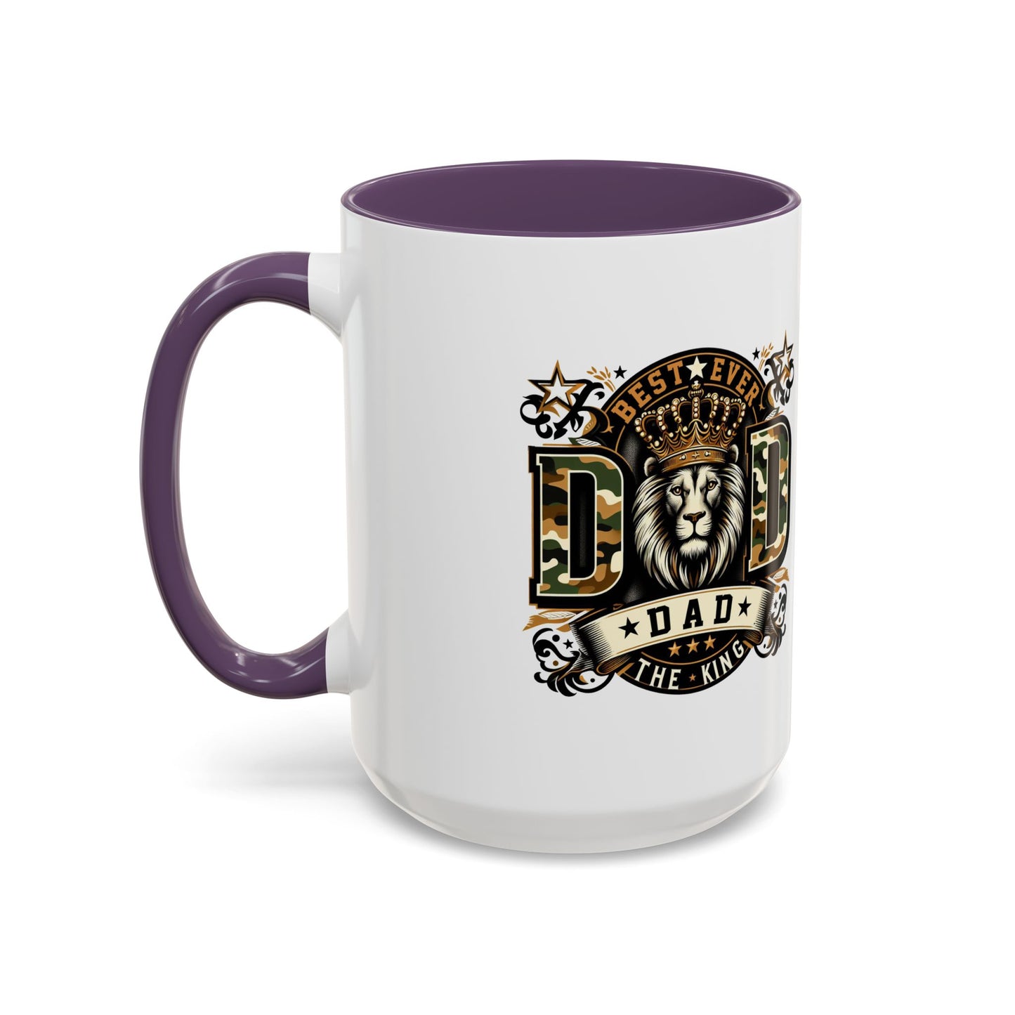 Dad Coffee Mug — "Best Ever Dad" Lion Crest Accent Mug (11/15oz)