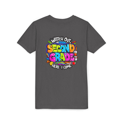 Second Grade Kids Tee - "Watch Out Second Grade Here I Come" Colorful Back-to-School Shirt