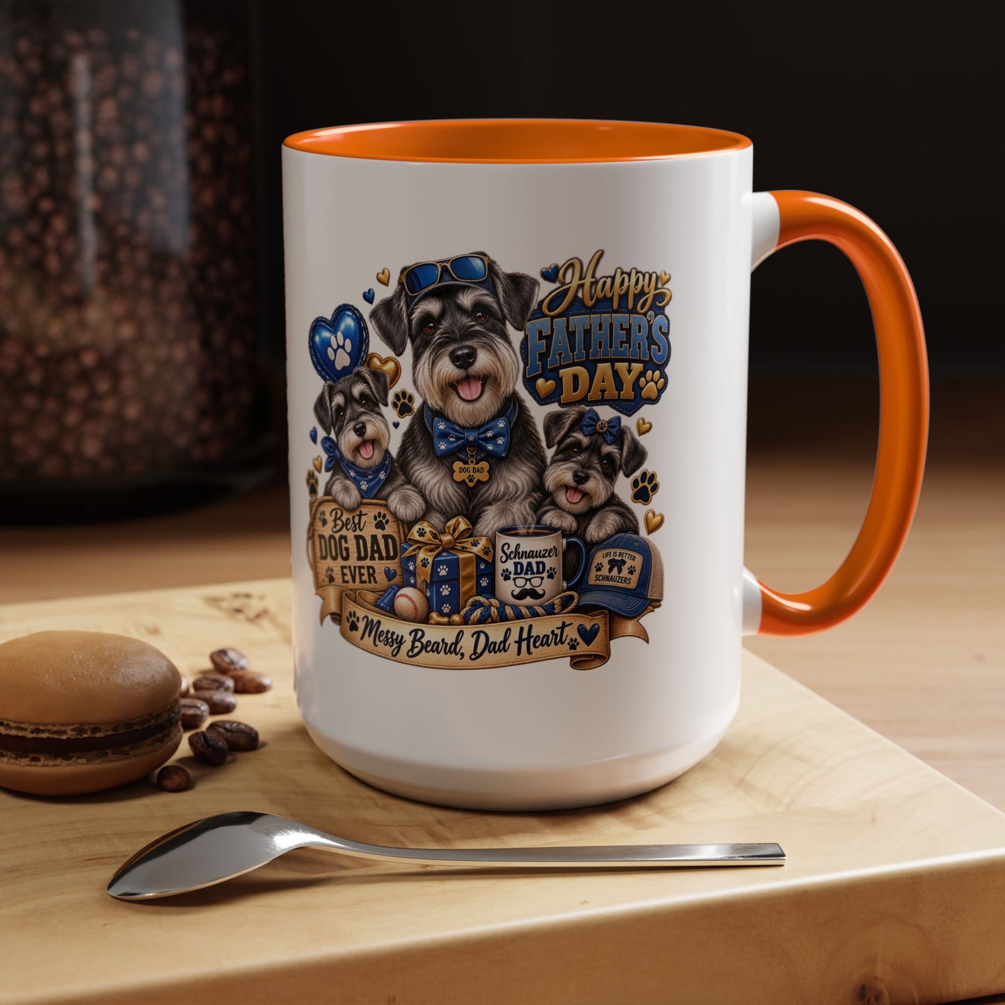 Father's Day Dog Dad Coffee Mug — "Happy Father's Day" Accent Mug (11/15oz)