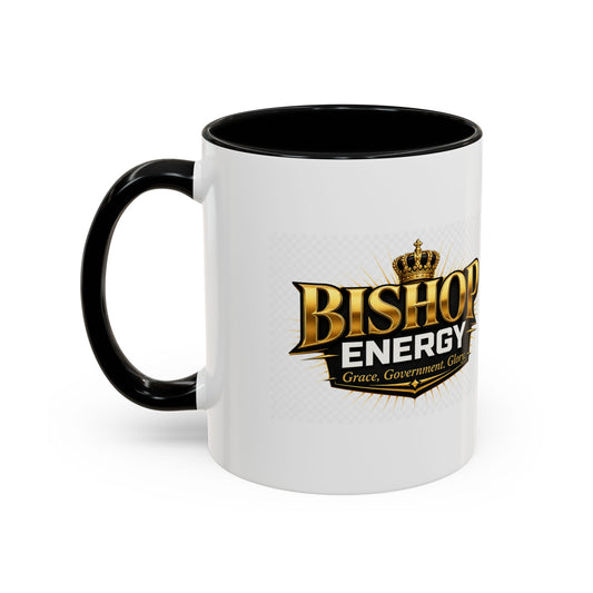 Bishop Energy Coffee Mug — Gold Crown Logo Accent Ceramic Mug (11/15oz)