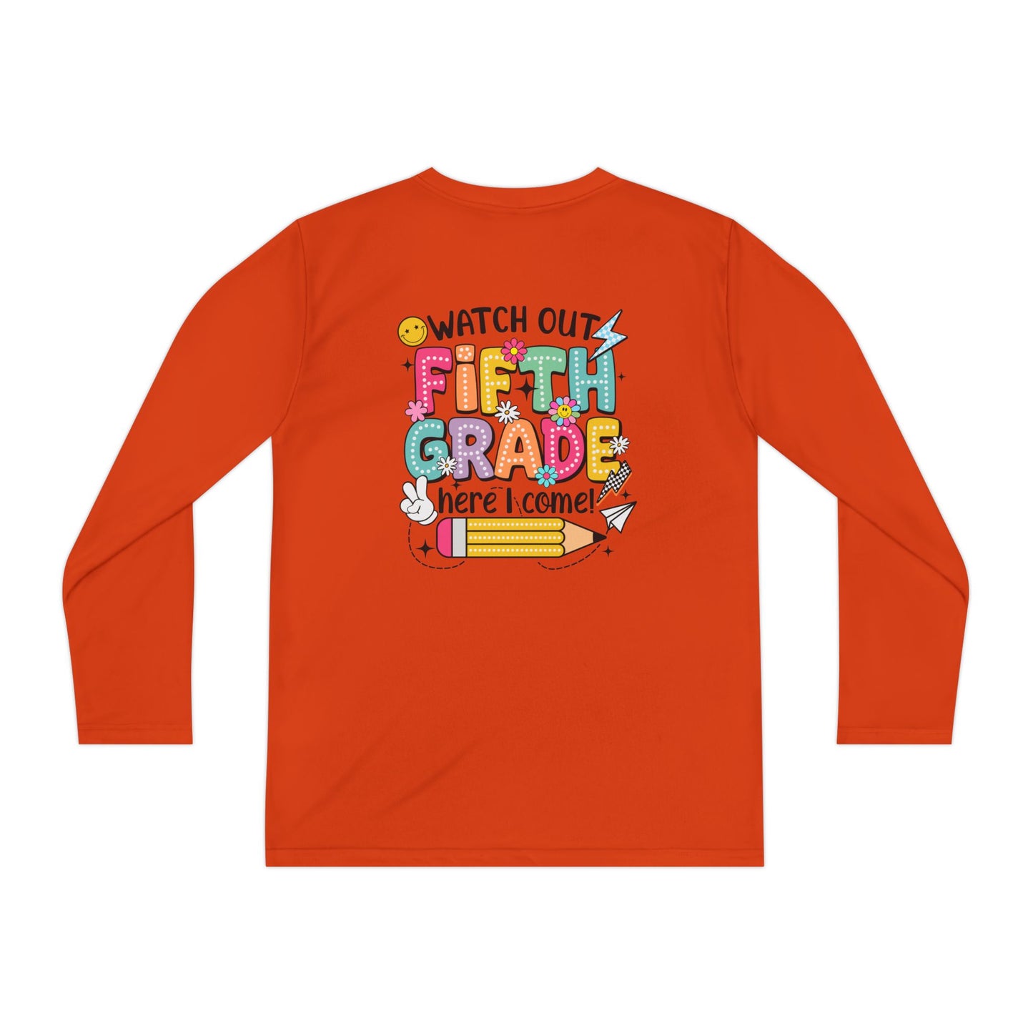 Youth Long Sleeve Tee - "Watch Out Fifth Grade Here I Come" Back-to-School Shirt