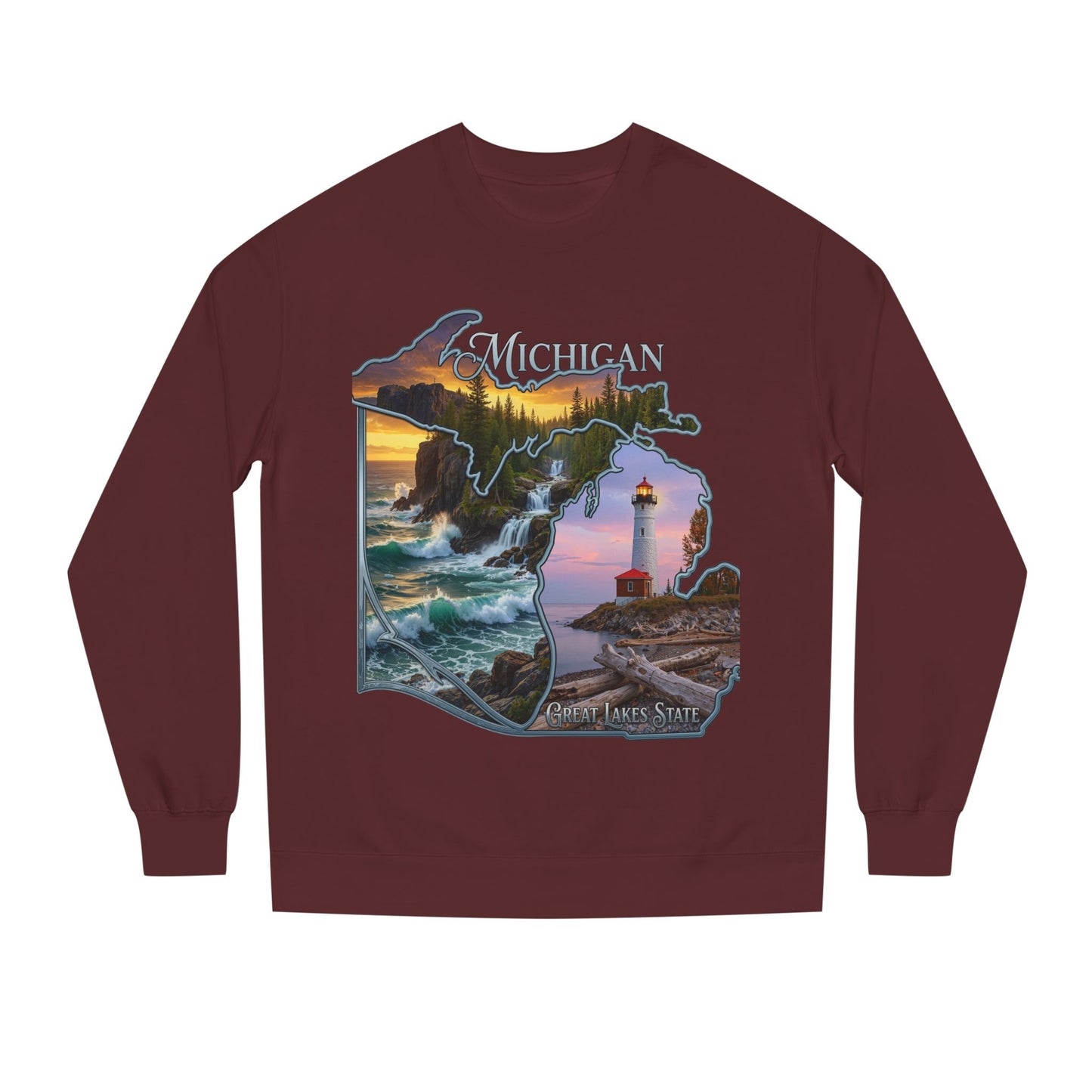 Michigan Lakes State Sweatshirt — Lighthouse & Great Lakes Scenic Pullover