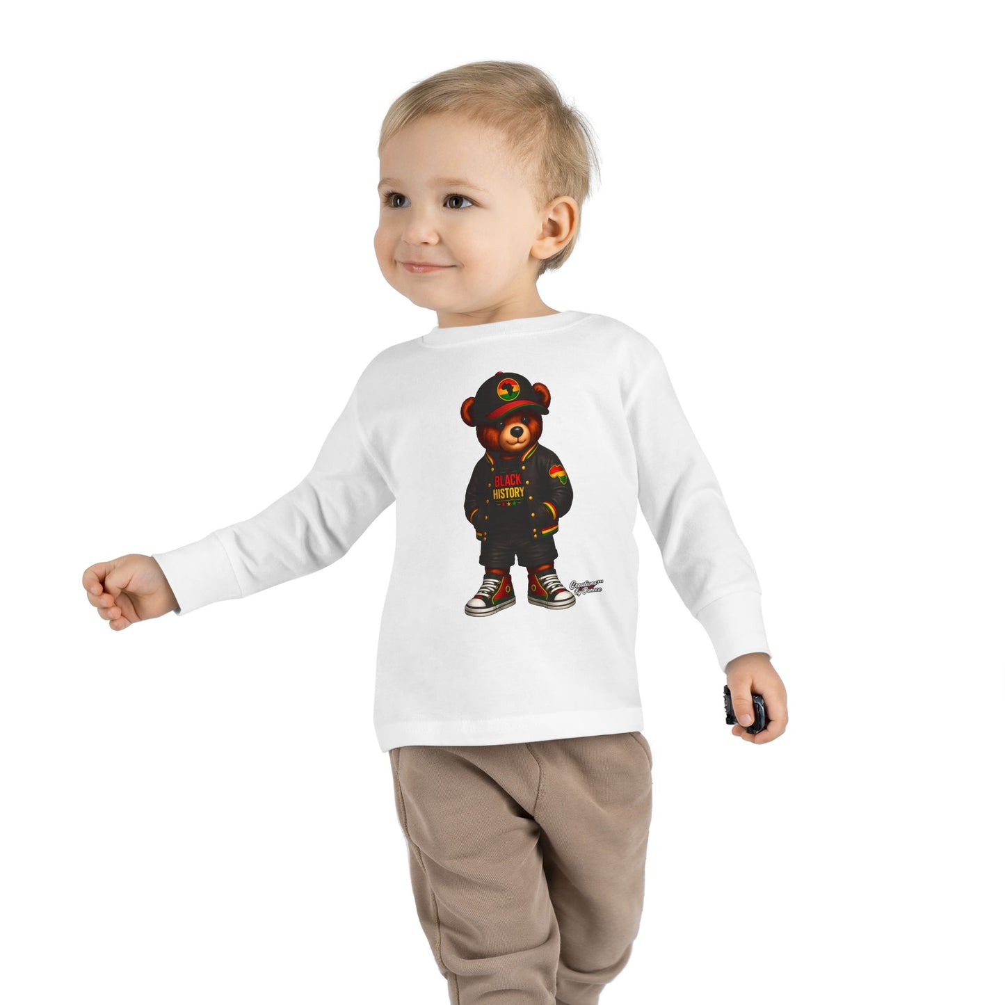 Cool Teddy Bear Toddler Long Sleeve Tee — Urban Streetwear Kids Shirt
