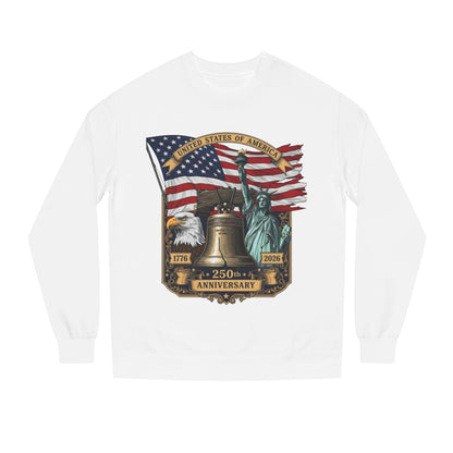 Liberty 250th Anniversary Sweatshirt — USA Flag, Statue of Liberty & Liberty Bell Design