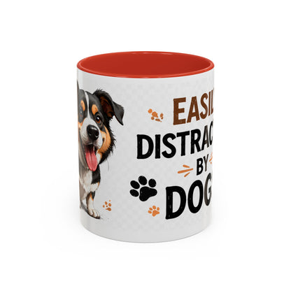 Easily Distracted By Dogs Coffee Mug – Dog Lover Accent Mug (11/15oz)