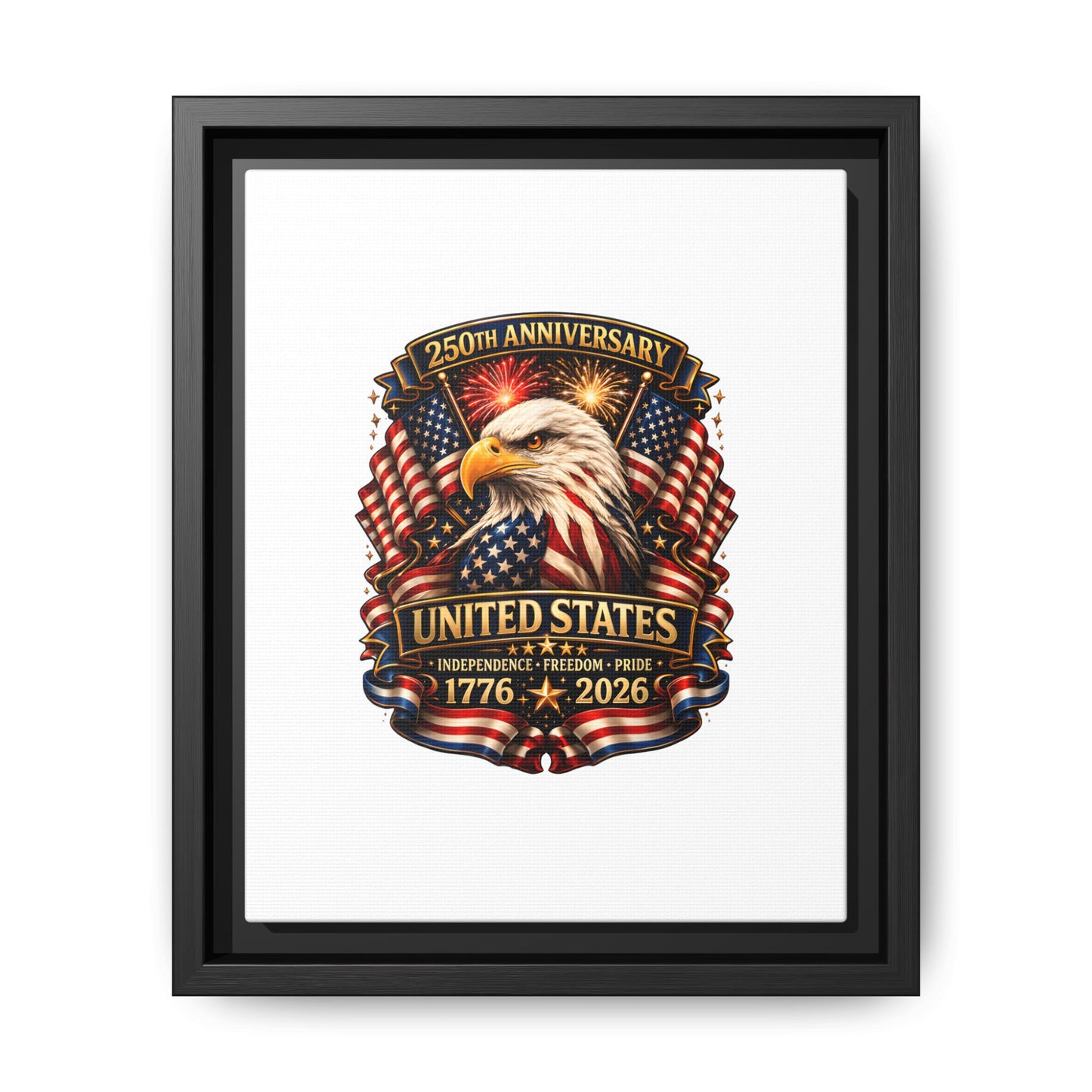 Patriotic Eagle 250th Anniversary Framed Canvas Print — United States 1776–2026