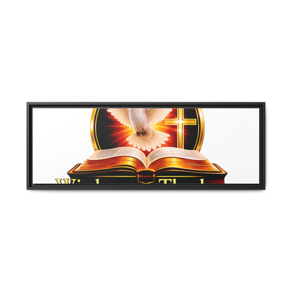 Framed Canvas Print — "Wisdom and Theology" Dove & Bible Wall Art