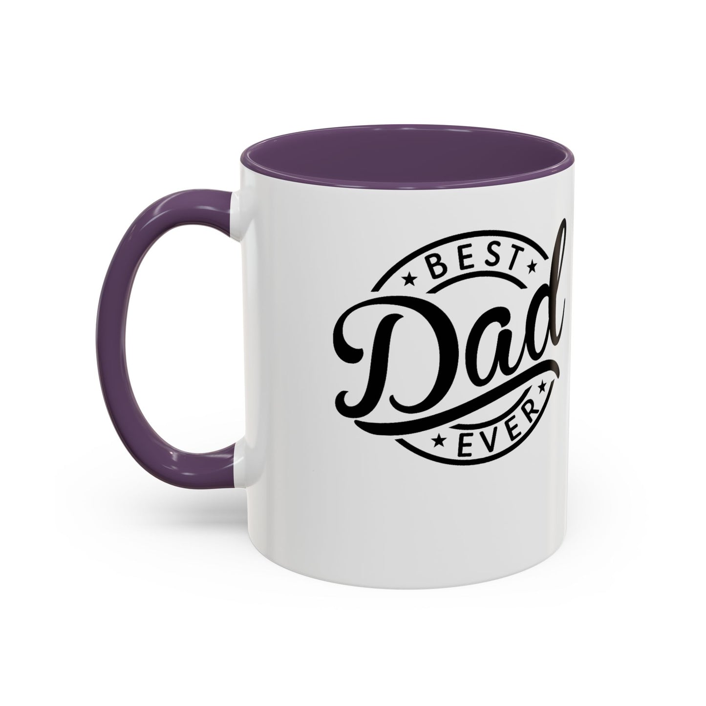 Best Dad Ever Accent Coffee Mug — Black Handle & Inner Rim, Father's Day Gift (11oz & 15oz)