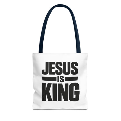 Jesus Is King Tote Bag - Christian Faith Canvas Grocery & Church Book Bag