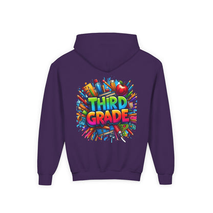 Third Grade Kids Hoodie — Colorful School Supplies Back-to-School Sweatshirt