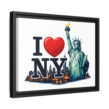 I Love NY Statue of Liberty Matte Framed Canvas