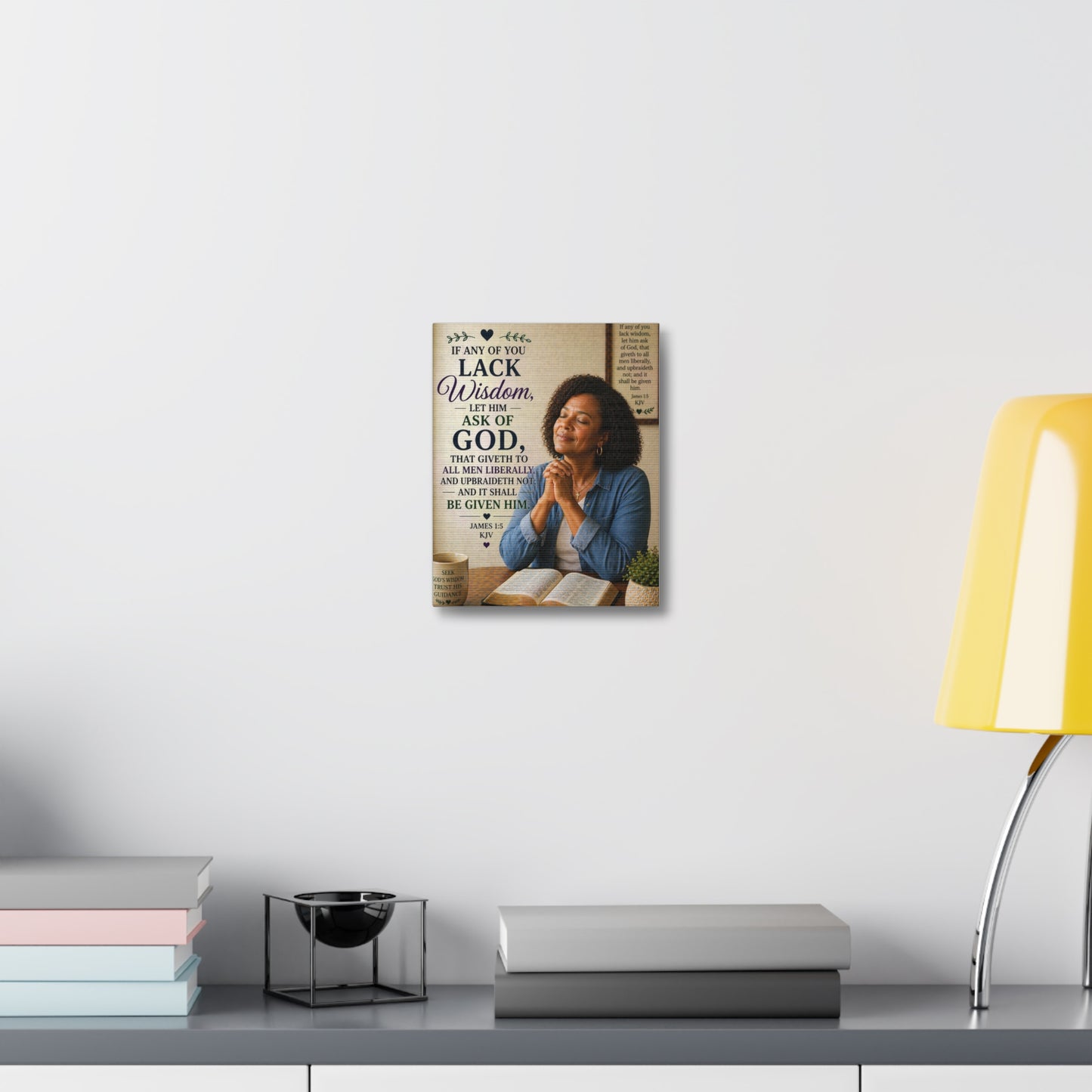 Stretched Canvas - "If Any of You Lack Wisdom" Inspirational Christian Wall Art (James 1:5)