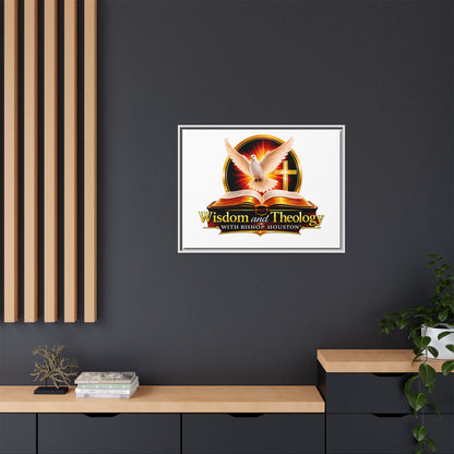Framed Canvas Print — "Wisdom and Theology" Dove & Bible Wall Art