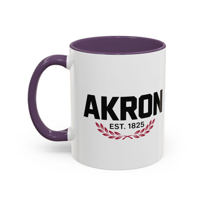 Akron Est. 1825 Accent Coffee Mug — Vintage City Pride Ceramic Mug