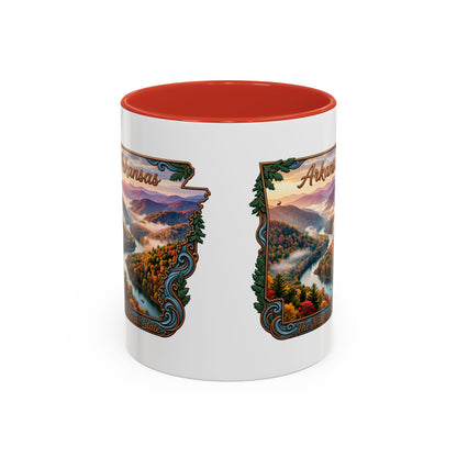 Arkansas Scenic Coffee Mug — Vintage State Map River Landscape (11/15 oz)