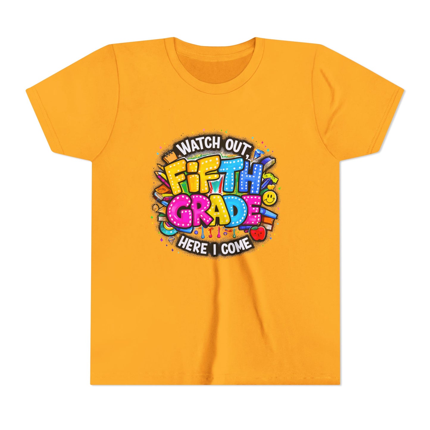 Fifth Grade T‑Shirt for Kids - "Watch Out Fifth Grade Here I Come" Back-to-School Tee