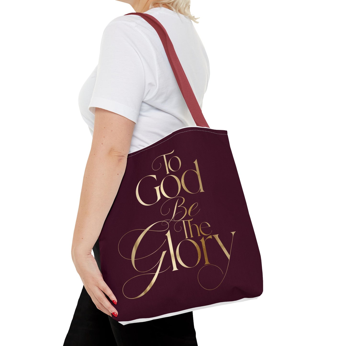 To God Be The Glory Burgundy Tote Bag — Inspirational Christian Scripture Tote