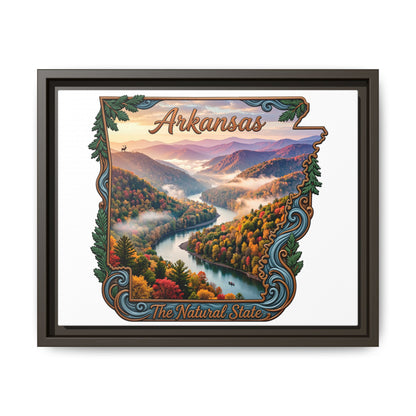 Arkansas Scenic State Map Canvas — "The Natural State" Framed Wall Art
