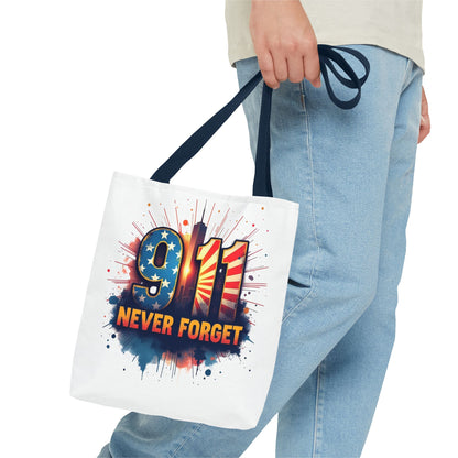 9/11 Never Forget Tote Bag — Patriotic Memorial Tribute Tote