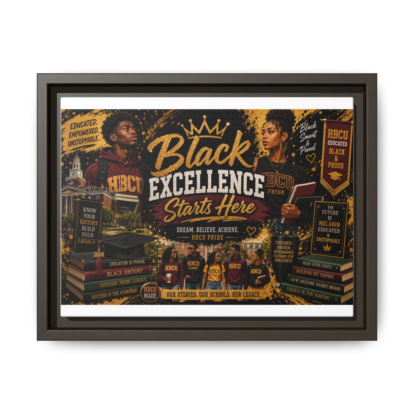Black Excellence Starts Here Framed Canvas