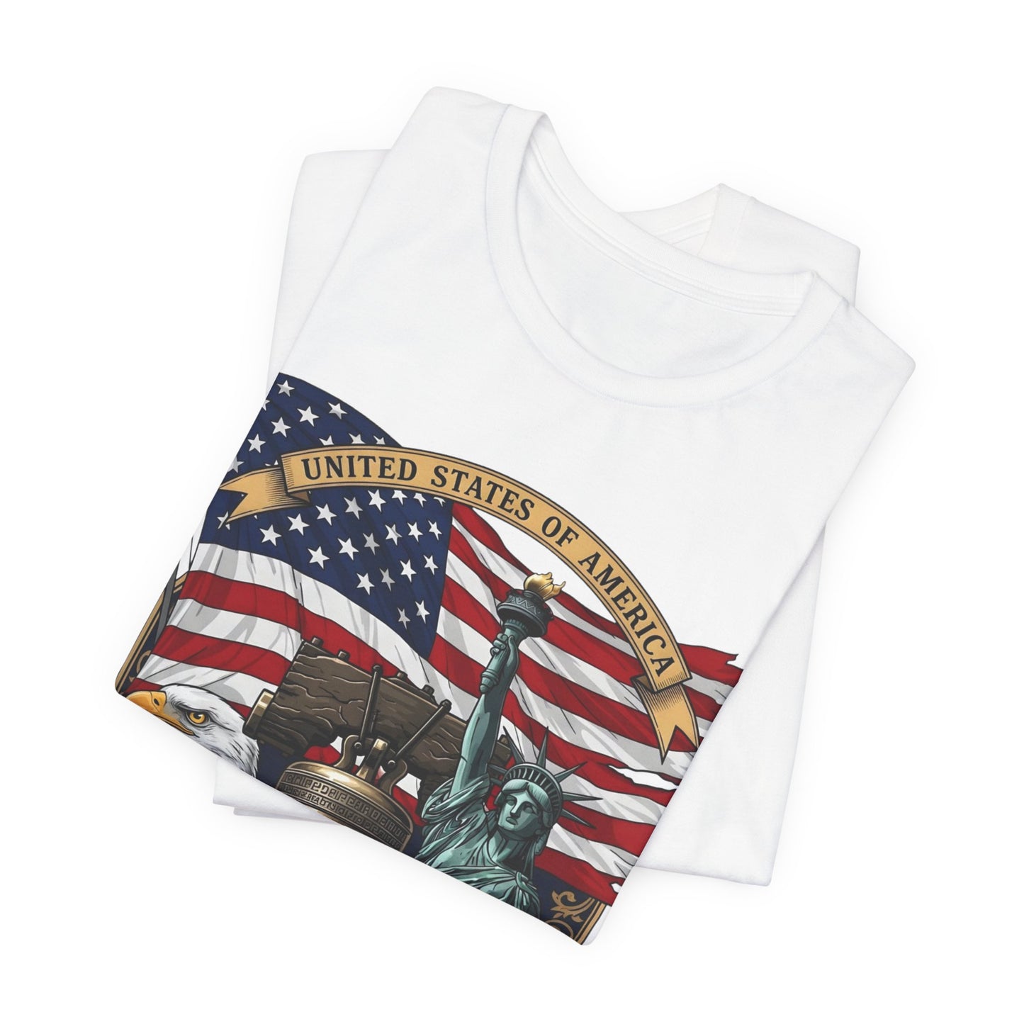 Patriotic 250th Anniversary T-Shirt - Liberty Bell, Bald Eagle & Statue of Liberty