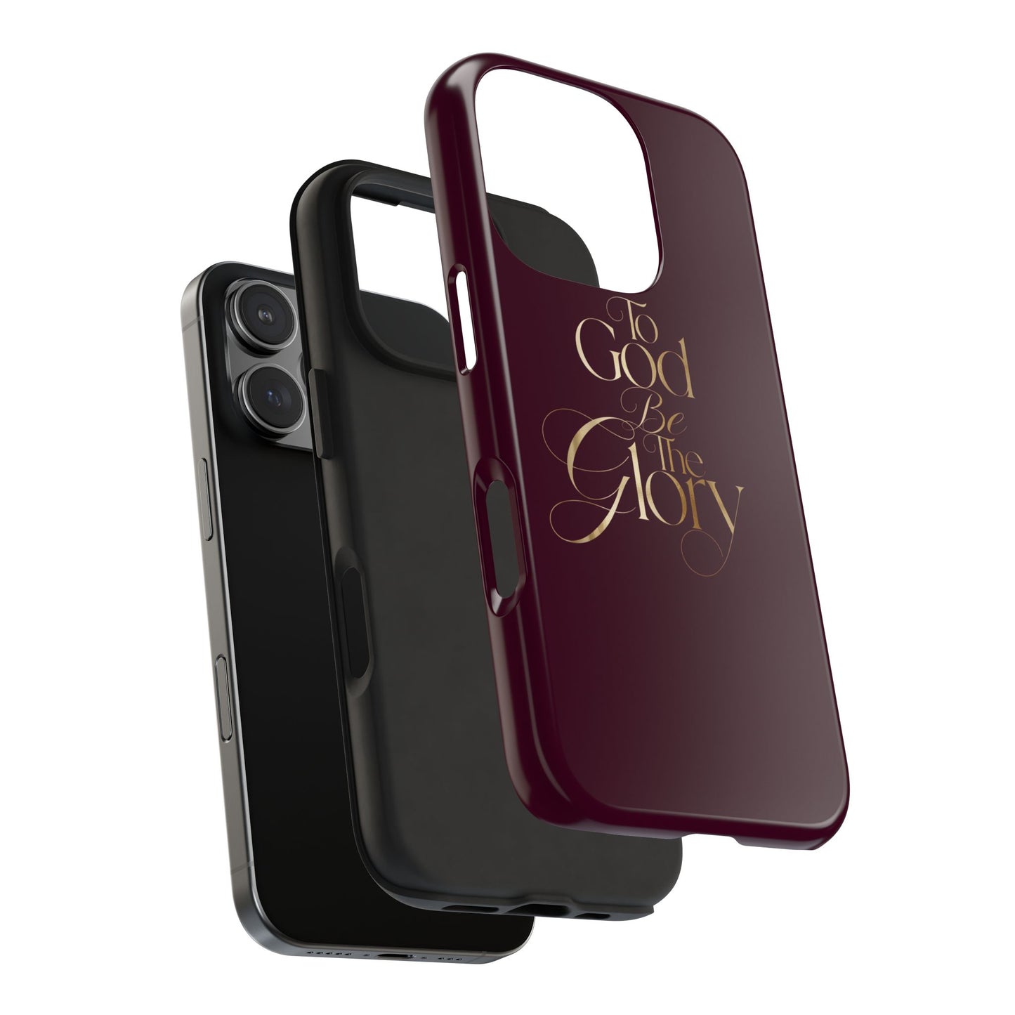 To God Be The Glory Tough Phone Case — Burgundy Gold Christian Scripture Cover
